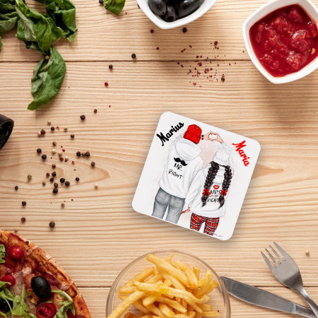 Suporturi de pahare - Suport pahar personalizat cu nume model cuplu