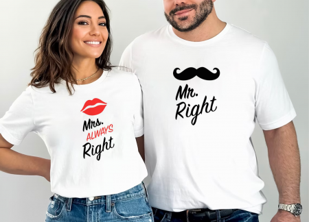 Tricouri - Tricouri personalizate cu nume Mr Right alb