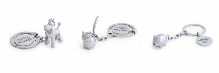 Brelocuri din inox - Breloc Metalic Personalizat cu Animalut 3D si Banut Detasabil