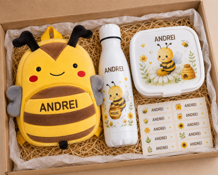 Back to School - Set personalizat pentru gradinita cu ghiozdan de plus Albina