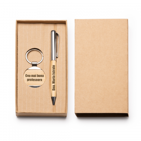 Accesorii de birou - Set personalizat pix si breloc logo