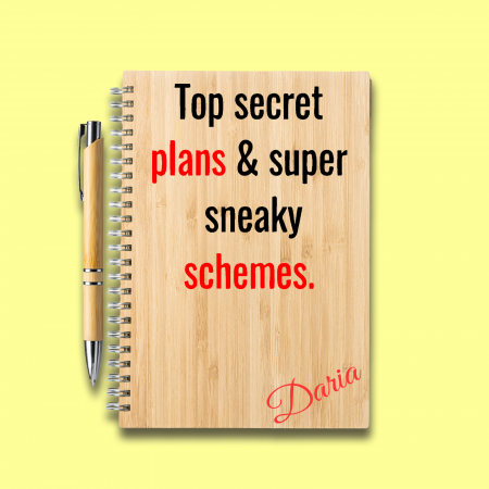Agende personalizate - Agenda personalizata din lemn cu mesaj Top secret plans