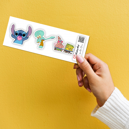 Stickere - Stickere personalizate Stitch and Spongebob memes 6 cm