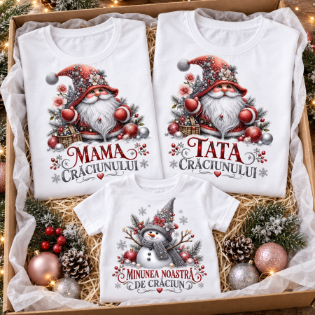Seturi Cadou Personalizate de Craciun - Set Tricouri Familie Magia Craciunului