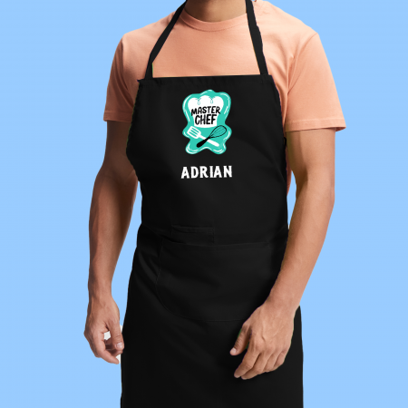 Sorturi - Sort bucatarie personalizat Master Chef cu nume cu buzunar