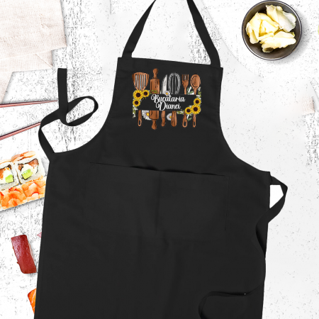Textile Personalizate - Sort bucatarie personalizat Ustensile cu nume cu buzunar