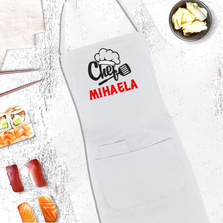 Sorturi - Sort bucatarie personalizat Chef cu nume cu buzunar