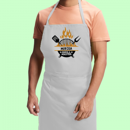 Sorturi - Sort bucatarie personalizat Grill Master gratar cu nume cu buzunar