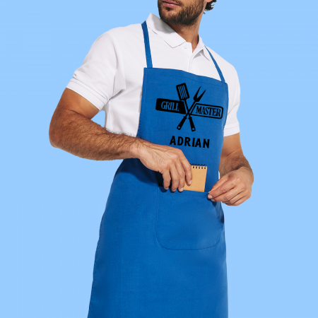 Sorturi - Sort bucatarie personalizat Grill master cu nume cu buzunar