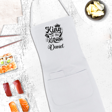 Sort bucatarie personalizat King of the kitchen cu nume cu buzunar [1]