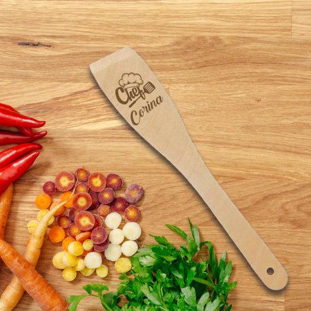 Accesorii de bucatarie personalizate - Spatula personalizata cu mesaj si nume Chef, 30 cm