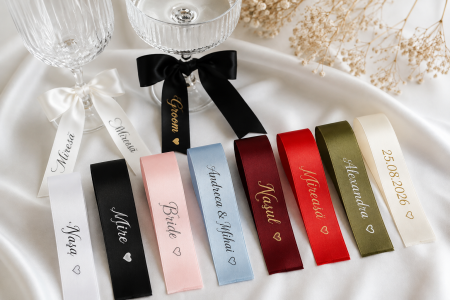 Stickere personalizate pentru nunta - Panglica personalizată pentru pahar