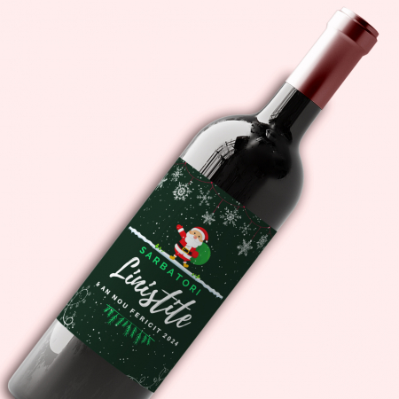 Vinuri personalizate - Sticla de vin personalizata pentru Craciun Mos Craciun