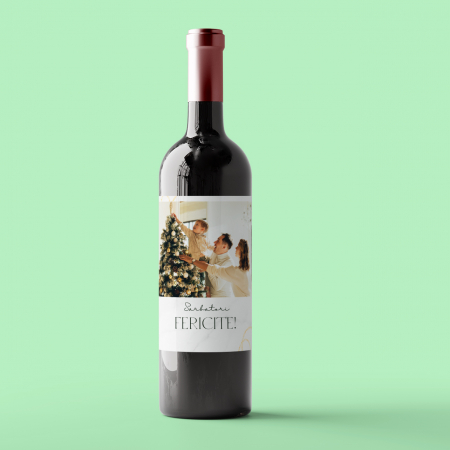 Vinuri personalizate - Sticla de vin personalizata pentru Craciun cu poza si mesaj