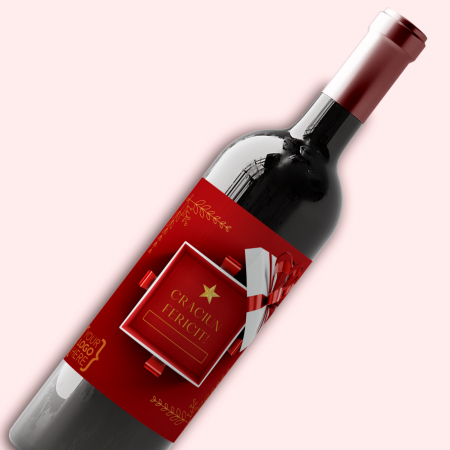 Vinuri personalizate - Sticla de vin personalizata pentru Craciun cu logo companie
