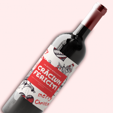 Vinuri personalizate - Sticla de vin personalizata pentru Craciun Pasarele
