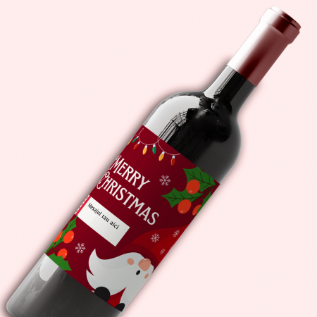 Vinuri personalizate - Sticla de vin personalizata pentru Craciun Gnom