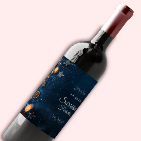 Vinuri personalizate - Sticla de vin personalizata pentru Craciun Blue night