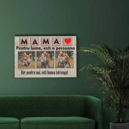 Tablouri personalizate - Tablou personalizat cu 3 poze si mesaj Mama