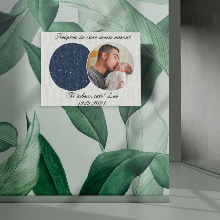 Tablouri personalizate - Tablou personalizat cu poza si harta stelelor Best daddy