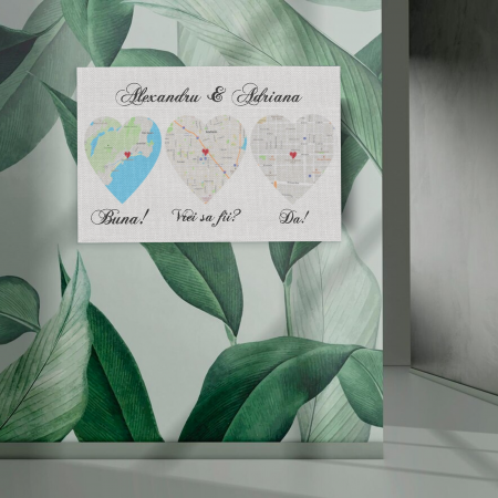 Tablouri personalizate - Tablou personalizat cu harti si mesaj Our story