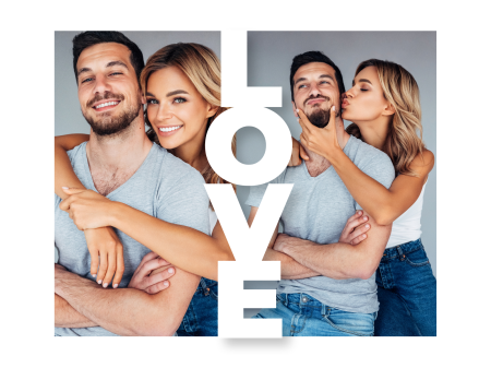 Pentru cupluri - Tablou personalizat cu 2 poze si mesaj LOVE