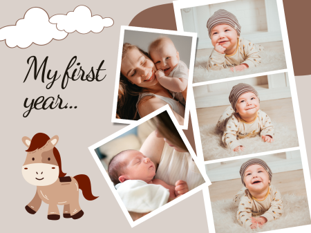 Copii - Tablou personalizat cu 6 poze si mesaj- Primul meu an