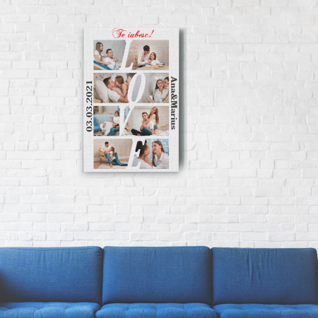 Tablouri personalizate - Tablou personalizat cu 8 poze si mesaj Love