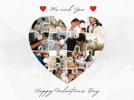 Pentru cupluri - Tablou personalizat cu 14 poze si mesaj Puzzle