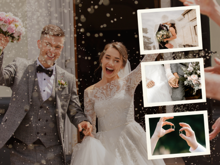 Cu poza - Tablou personalizat cu 4 poze Nunta noastra