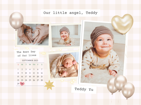 Copii - Tablou personalizat cu 4 poze si mesaj- Our baby