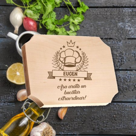 Tocatoare personalizate - Tocator personalizat mesaj si nume Asa arata un bucatar extraordinar mare