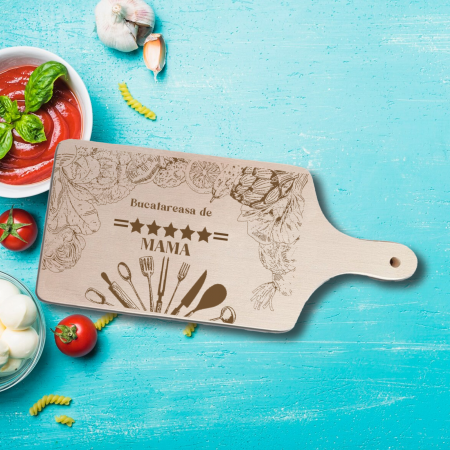 Tocatoare personalizate - Tocator personalizat cu mesaj si nume Bucatarie de 5 stele mare