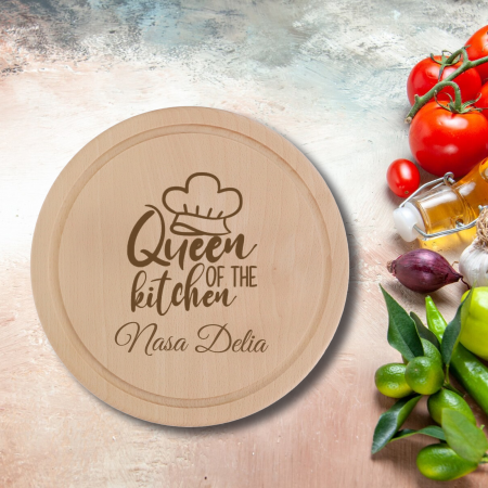 Tocatoare personalizate - Tocator personalizat cu mesaj si nume Queen of the kitchen mare
