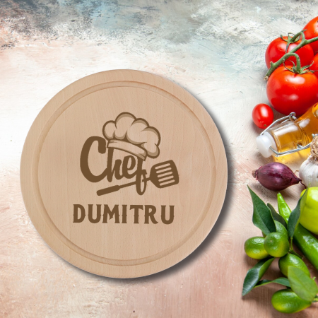 Tocatoare personalizate - Tocator personalizat cu mesaj si nume Chef mare