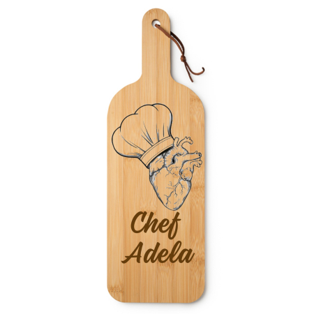 Tocatoare personalizate - Tocator din bambus personalizat Chef heart