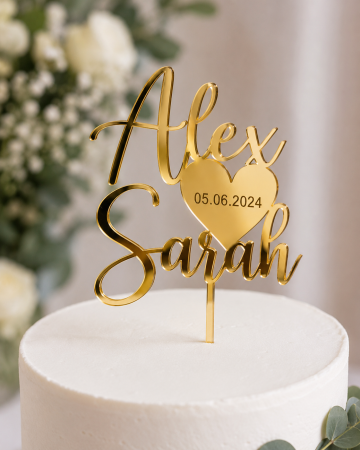 Toppere Personalizate - Topper tort personalizat cu numele mirilor si data nuntii