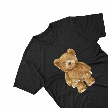 Textile Personalizate - Tricouri personalizate cu ursulet Censored negru