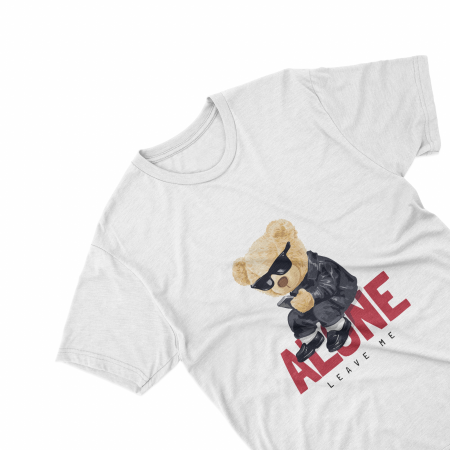 Tricouri personalizate cu ursulet Leave me alone alb [1]
