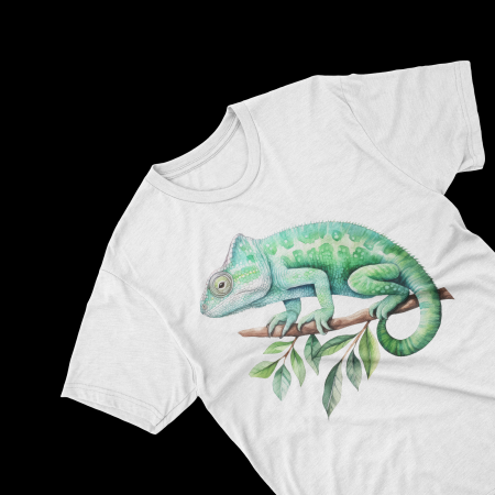 Tricouri personalizate - Tricouri personalizate cu poza Cameleon Watercolor turcoaz