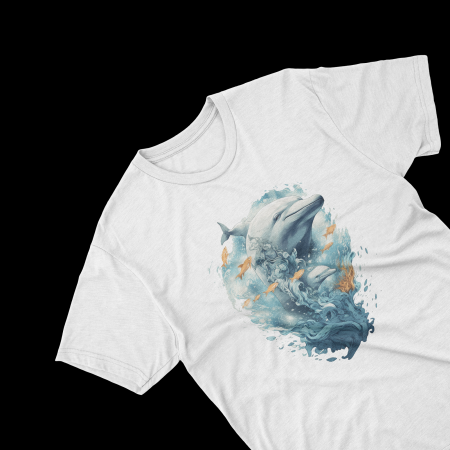 Tricouri personalizate cu poza Delfin Watercolor in apa [1]