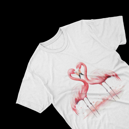 Tricouri personalizate - Tricouri personalizate cu poza Flamingo Watercolor love