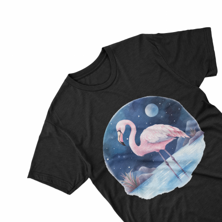 Tricouri personalizate cu poza Flamingo Watercolor nighttime [1]