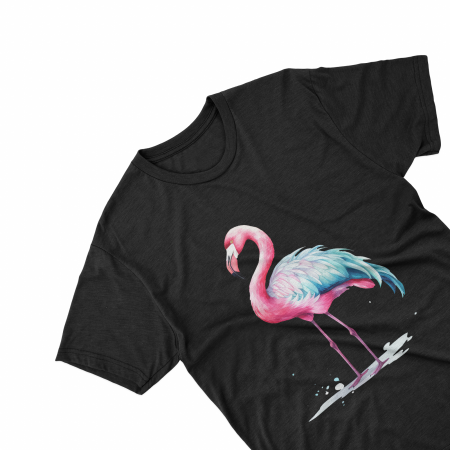 Tricouri personalizate - Tricouri personalizate cu poza Flamingo Watercolor aripi albastre