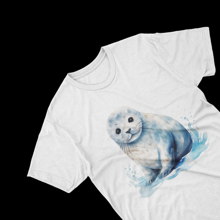 Tricouri personalizate - Tricouri personalizate cu poza Foca Watercolor