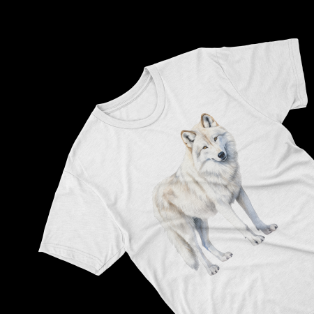 Tricouri personalizate - Tricouri personalizate cu poza Lup Watercolor white wolf