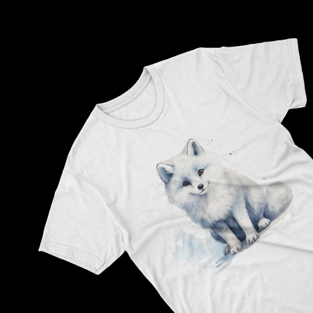 Tricouri personalizate cu poza Vulpe polara Watercolor pufoasa [1]