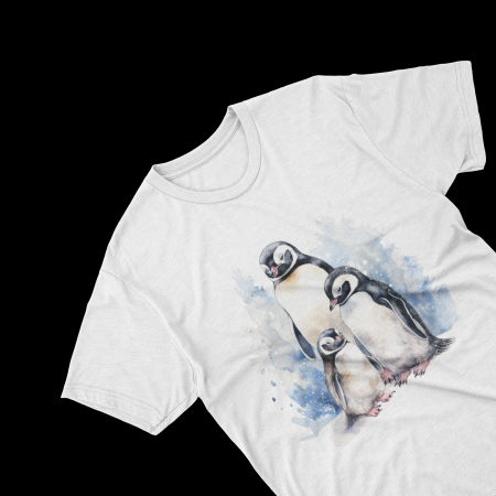 Tricouri personalizate - Tricouri personalizate cu poza Pinguin Watercolor familie