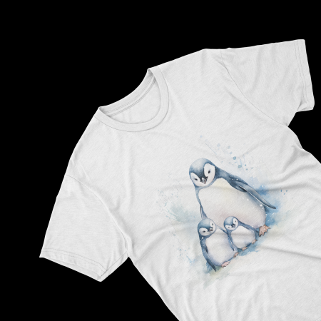 Tricouri personalizate - Tricouri personalizate cu poza Pinguin Watercolor