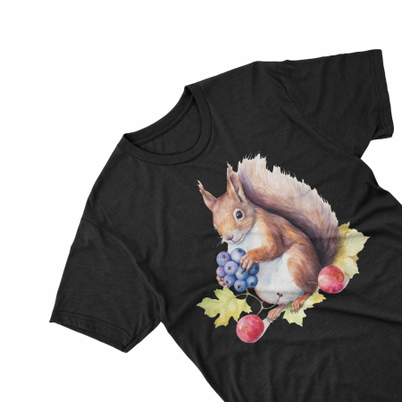Tricouri personalizate cu poza Veverita Watercolor fructe de padure [1]